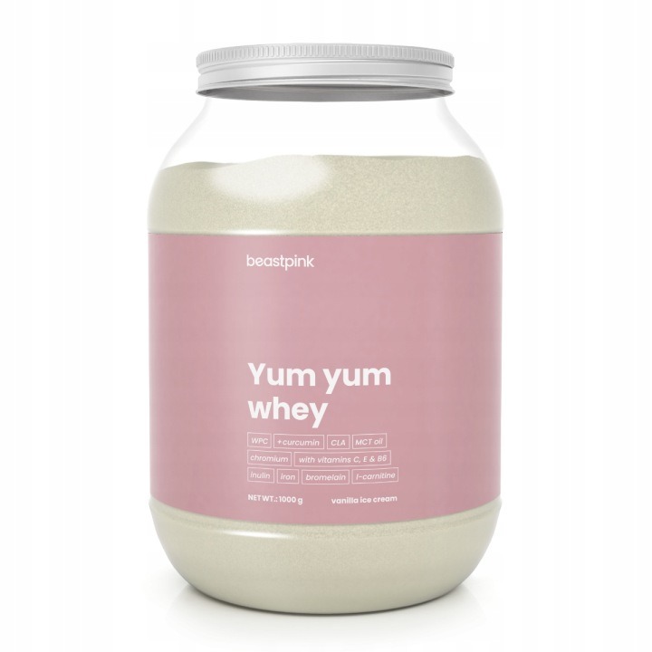 YUM YUM SRVÁTKOVÝ PROTEÍNOVÝ KONDICIONÉR PRE ŽENY 1000g Vanilka – BeastPink