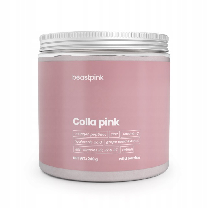 KOLAGÉN PRE ŽENY COLLA PINK BEZCUKOROVÝ PRÁŠOK 240g Jahoda – BeastPink