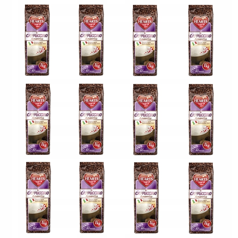 Cappuccino - Kapučíno - 12x Hearts Cappuccino Amaretto 1kg + ZADARMO!