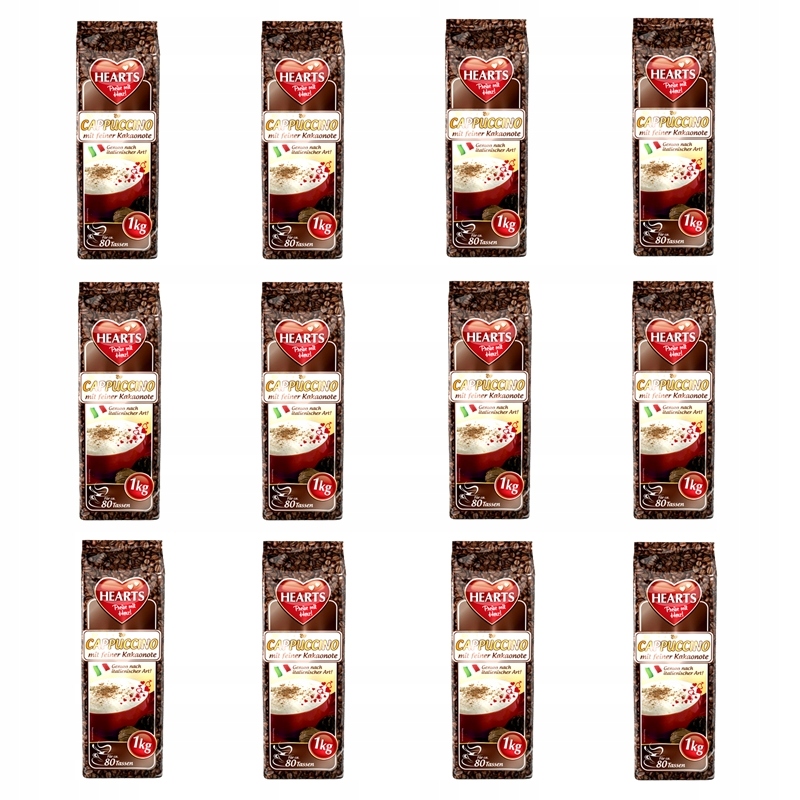 Cappuccino - Kapučíno - 12x Hearts Cappuccino Kakaonote 1KG + ZADARMO!