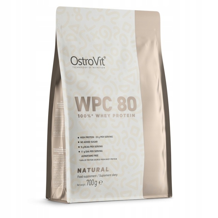 OstroVit PURE WPC 80 700 g – prírodný srvátkový proteínový doplnok, vysoký obsah bielkovín, BCAA, EAA