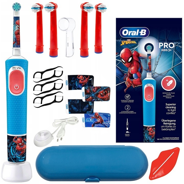 Oral-B Vitality Pro 103 Spider-Man – detská elektrická zubná kefka s príslušenstvom a puzdrom
