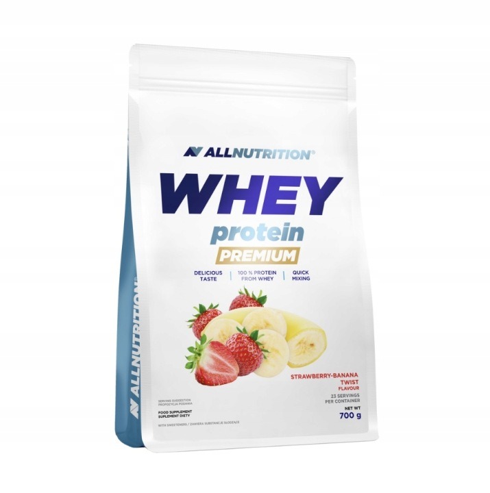ALLNUTRITION SRVÁTKOVÝ PROTEÍN PREMIUM 700 g WPC – Jahoda-Banán