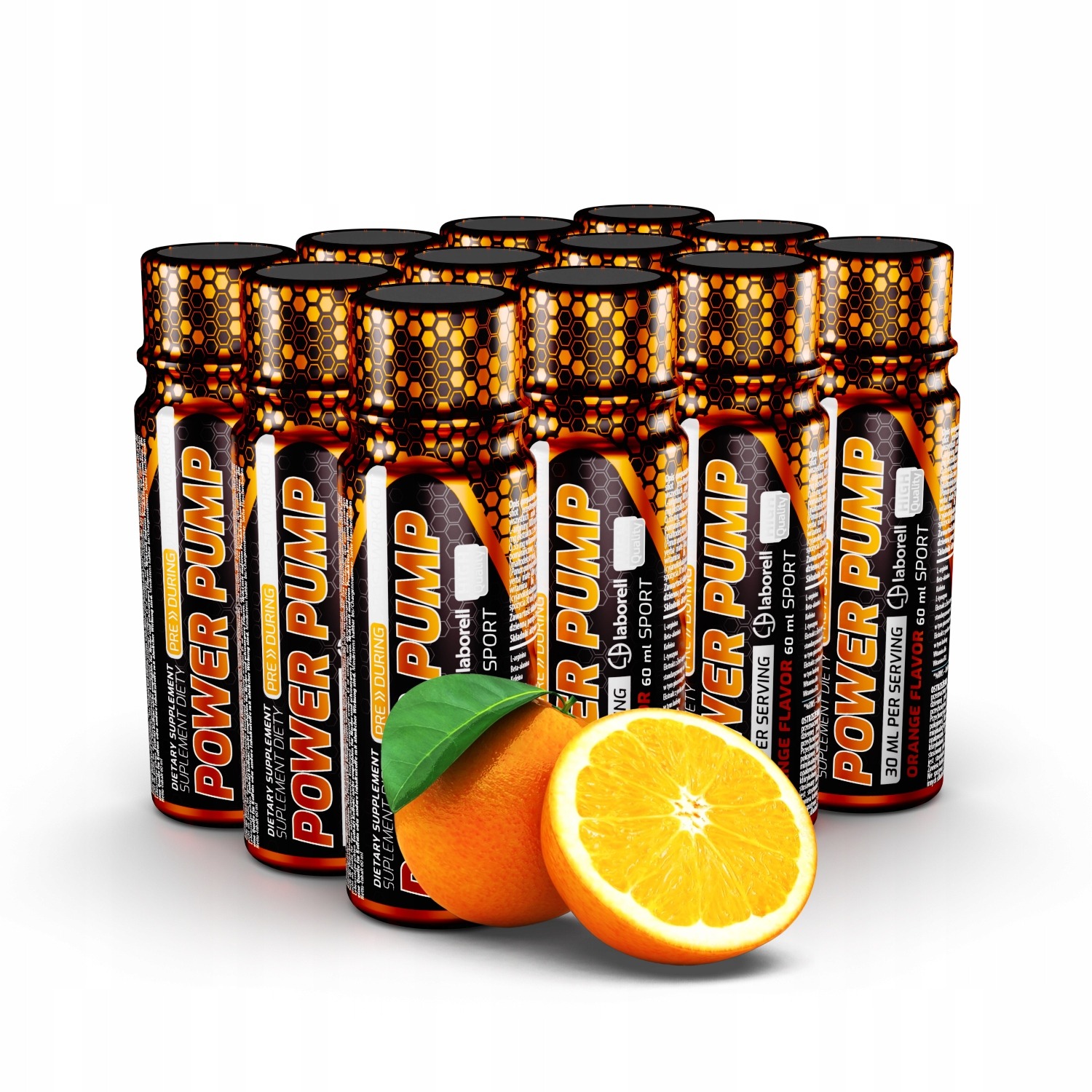 PREDTRÉNINGOVÝ ZÁBER 60ML 12 KS ORANŽOVÝ Laborell – Energetický predtréningový shot pre športovcov