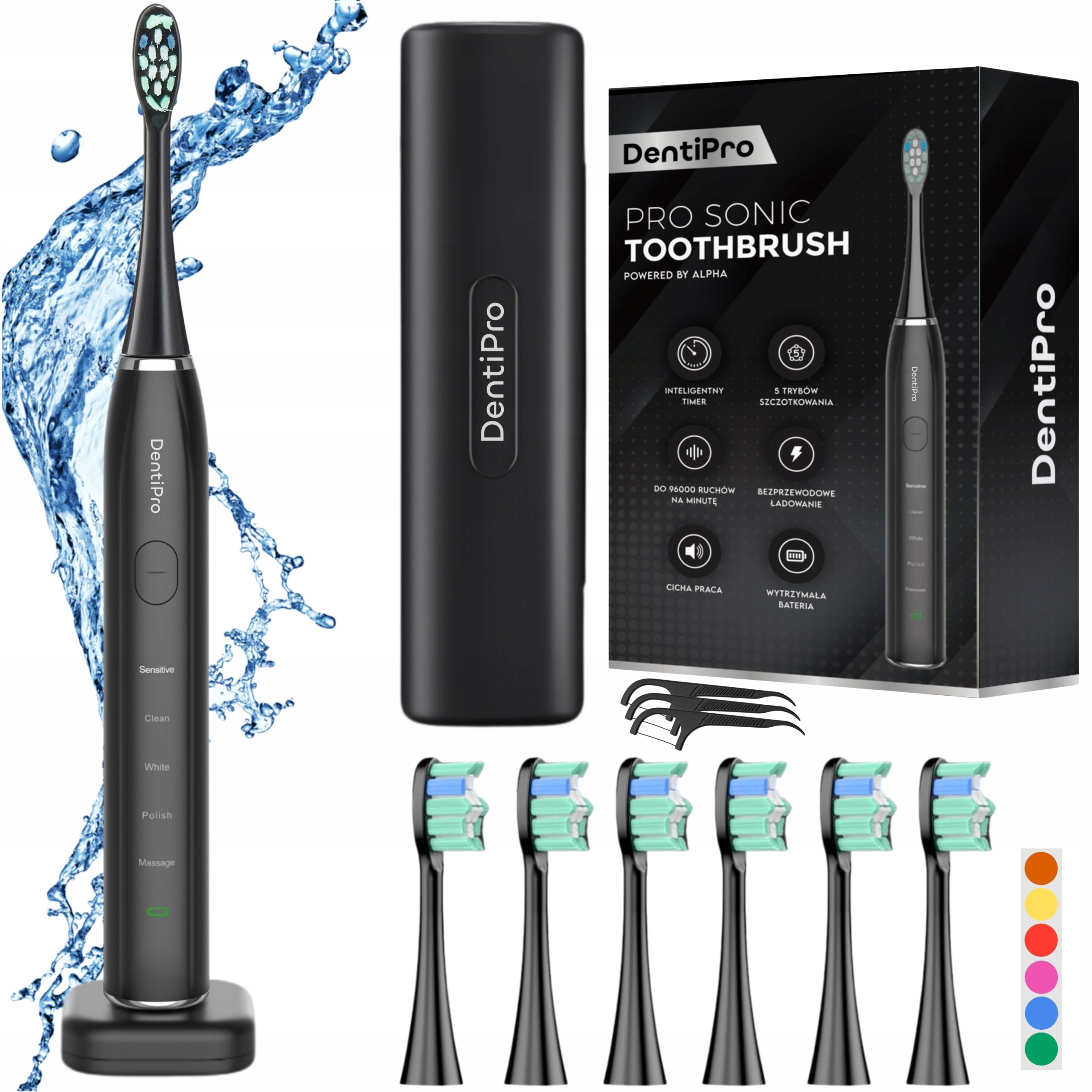 ALPHA DENTIPRO STB-02 – sonická elektrická zubná kefka s indukčným nabíjaním, 6 hlavíc, inteligentný časovač
