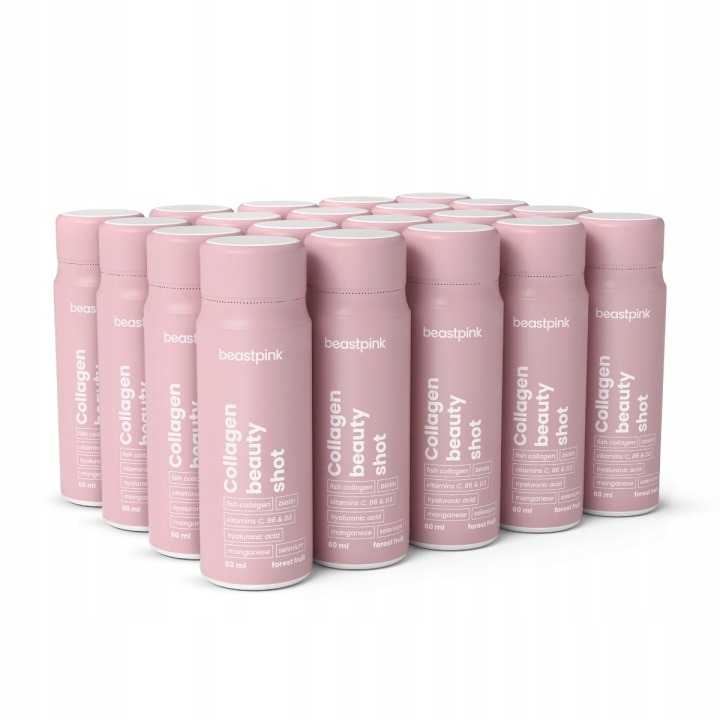 KOLAGEN BEAUTY SHOT 6300 mg s vitamínmi BeastPink 20x60 ml – príchuť lesné ovocie