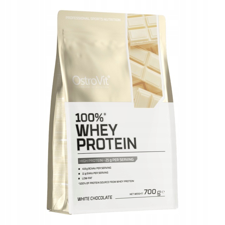 OstroVit 100% WPC srvátkový proteín 700 g biela čokoláda – vysoký obsah bielkovín a BCAA