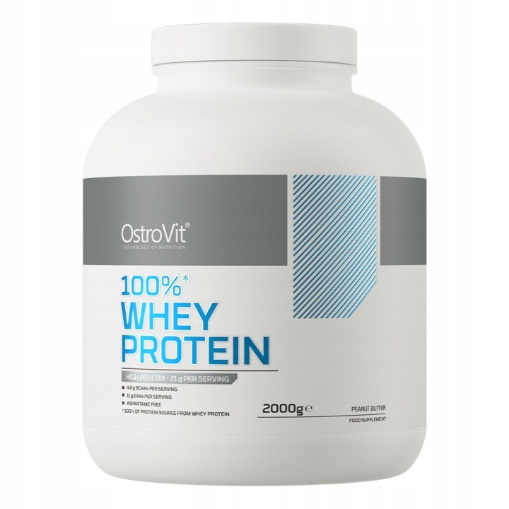 OstroVit 100% srvátkový proteín 2000 g – WPC proteínový koncentrát, BCAA, EAA, Arašidové maslo