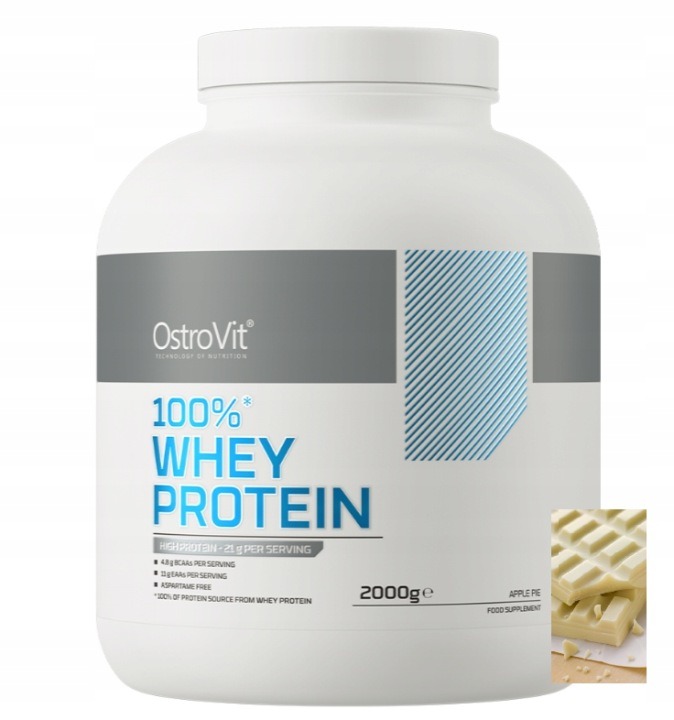 OstroVit 100% srvátkový proteín 2000 g Biela čokoláda – WPC koncentrát, BCAA a EAA