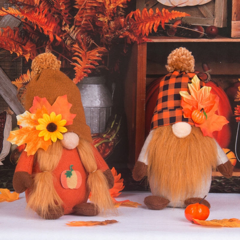 Halloween - 2 ks Halloween Gnomes plyšové dekorácie interiéru