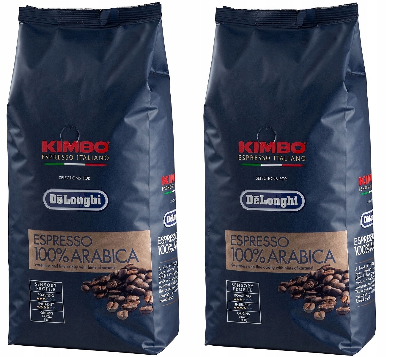 Zrnková káva - 2 x Kimbo Delonghi Grainy Coffee 100% Arabica 1kg