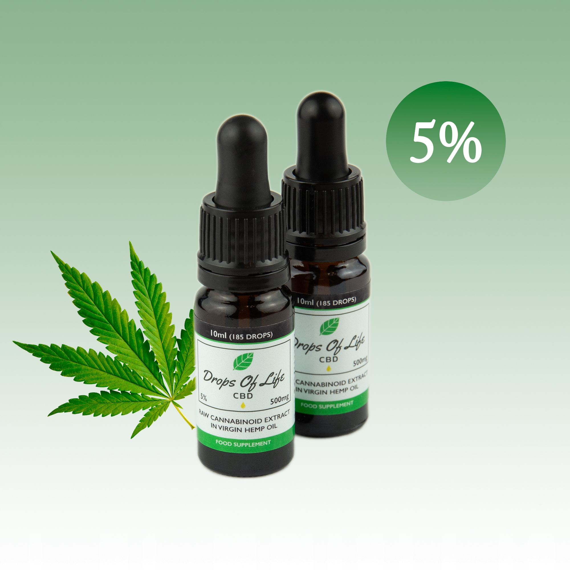 CBD - 2x CBD lov olej 5% Kvapky Life500mg / 10ml