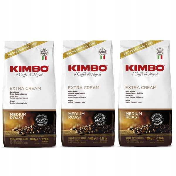 Zrnková káva - 3 x kimbo extra smotana 1kg granulárnej kávy