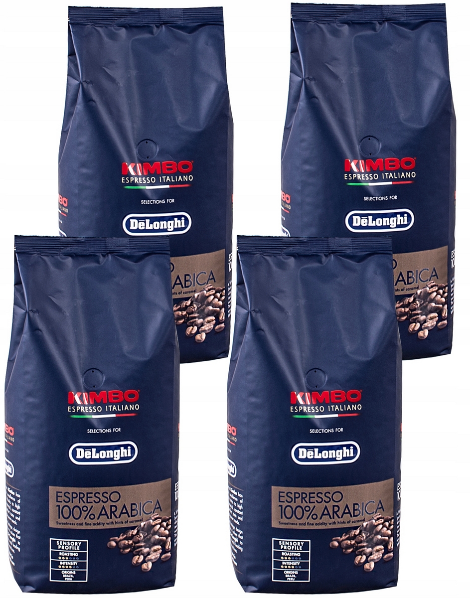 Zrnková káva - 4 x 1 kg kávových zŕn Kimbo Delonghi 100% Arabica