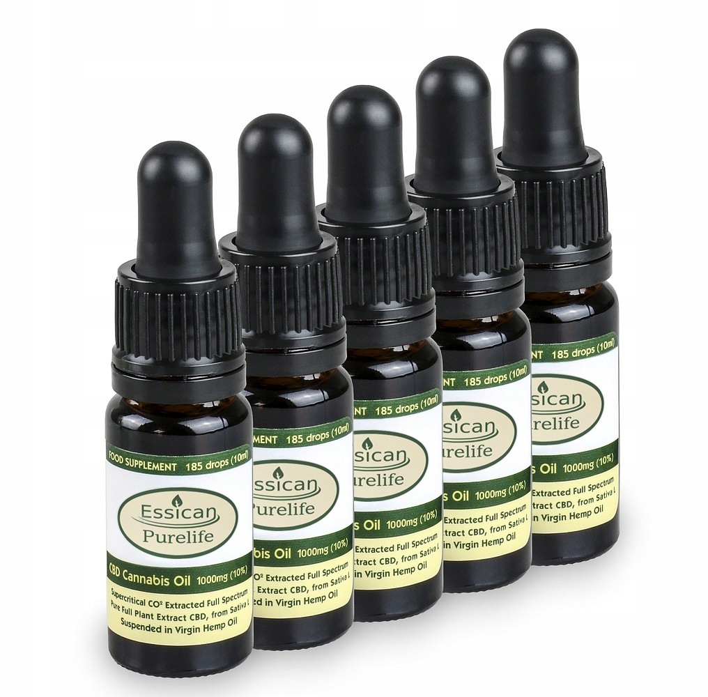 CBD - 5xolejek Konop.Pure Life 10% CBD 1000 mg / 10 ml + ZADARMO