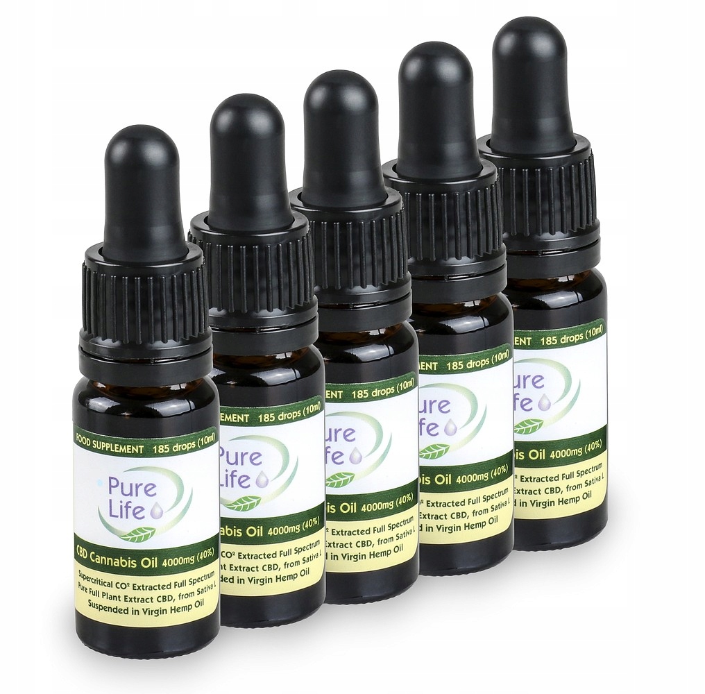 CBD - 5xolejek Konop.pure Life 40% CBD 4000mg / 10 ml + ZADARMO