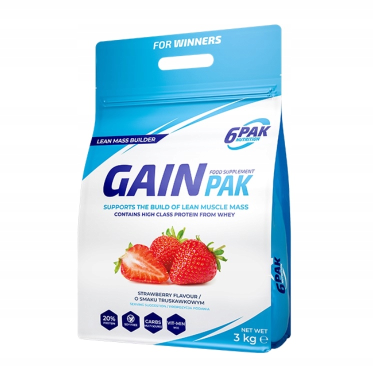 Gainer - 6Pak Gain Pak Gainer Uhoľový proteín 3KG teda