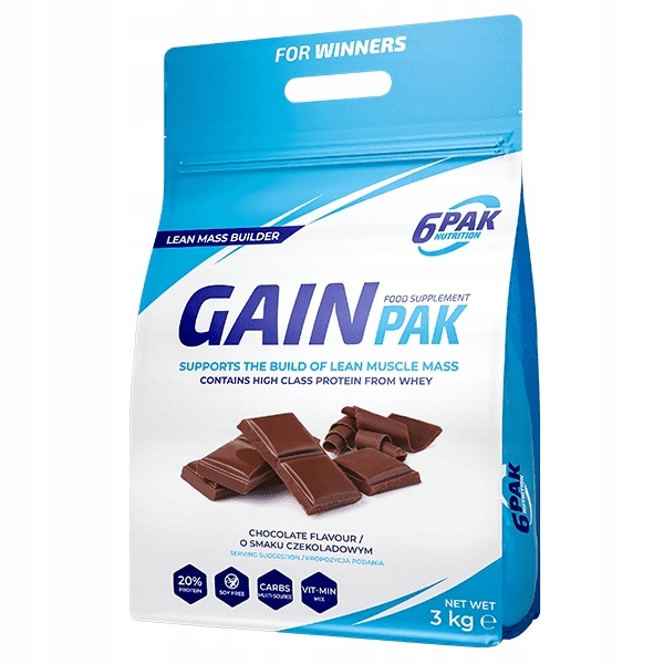 Gainer - 6Kak Gainer svalová hmota 3kg čokoláda