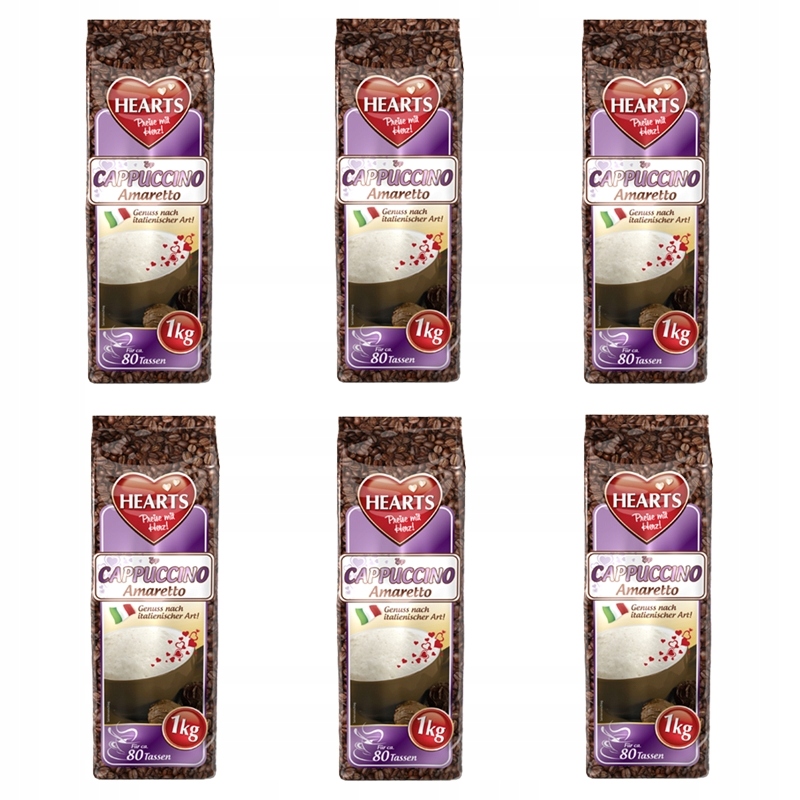 Cappuccino - Kapučíno - 6x srdce cappuccino Amaretto 1kg + ZADARMO!