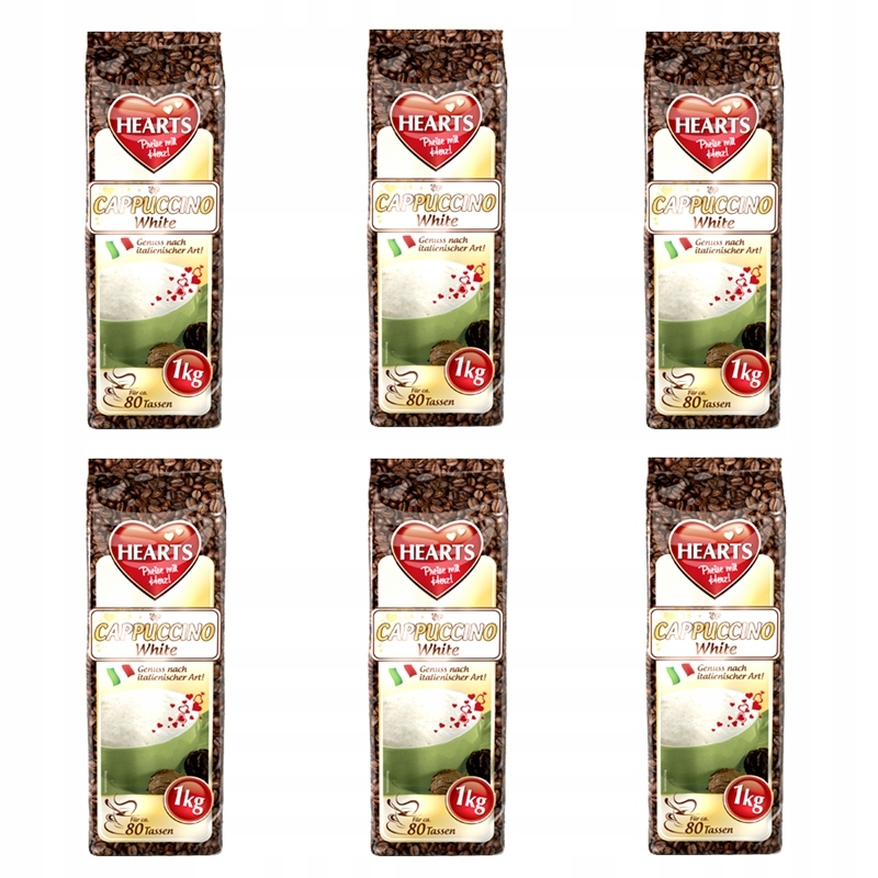 Cappuccino - Kapučíno - 6x srdce cappuccino biela 1kg + zadarmo!