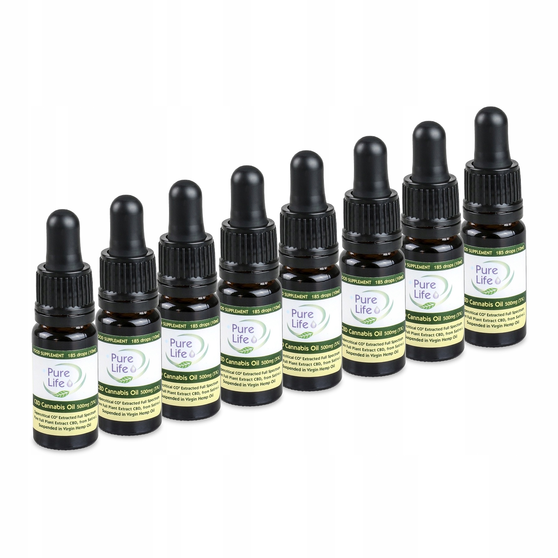 CBD - 8xolejek Konop. Pure Life 5% CBD 500 mg / 10 ml + ZADARMO