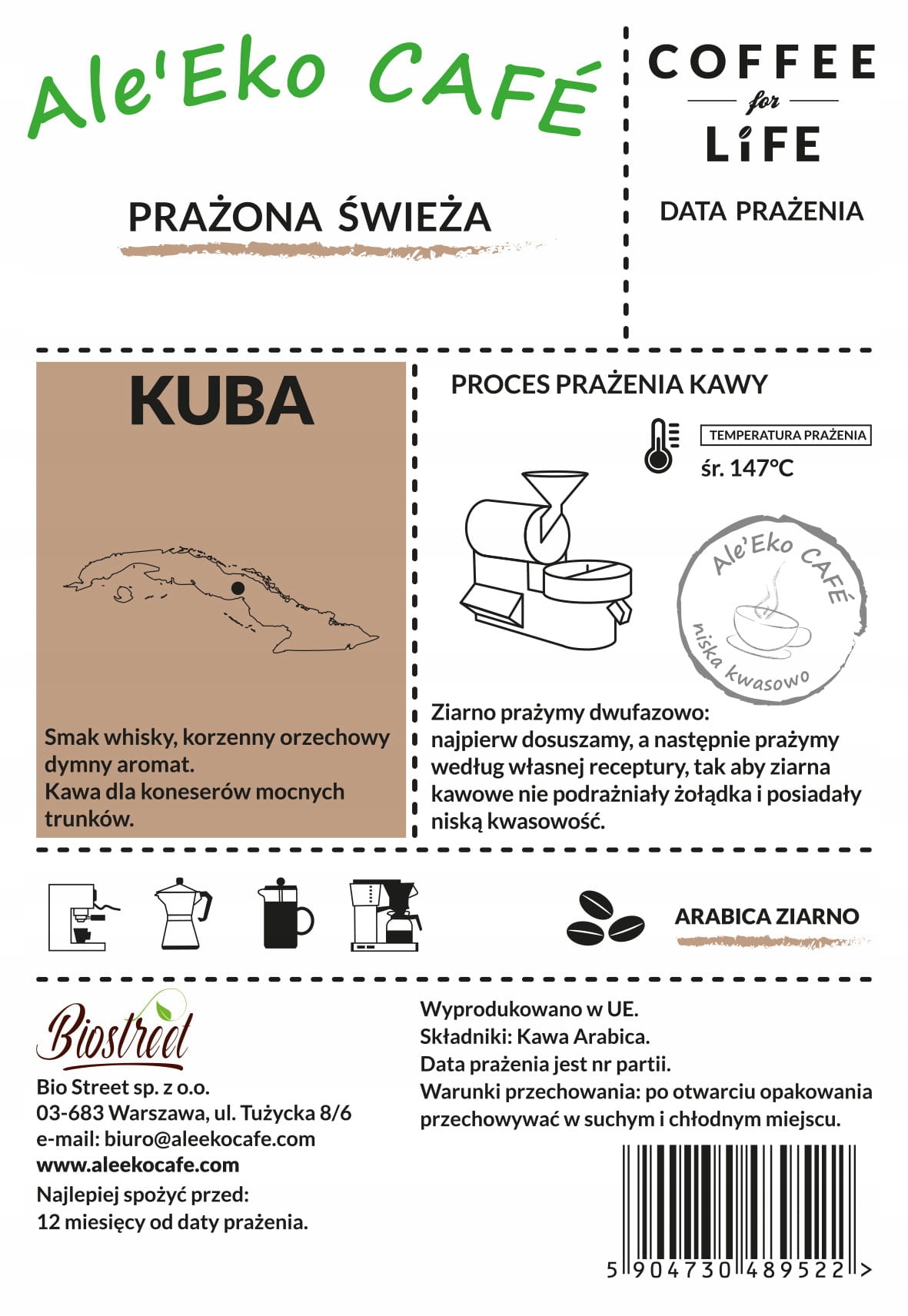 Káva mletá - Ale EKO Cafe Kuba Kuba Bio Káva pre život