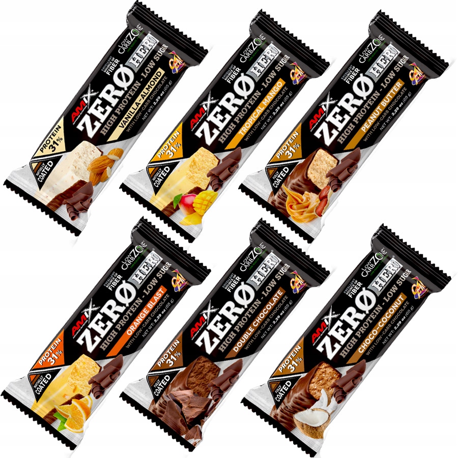 Proteinové tyče - 1 g cukru! Sada 6 chutí