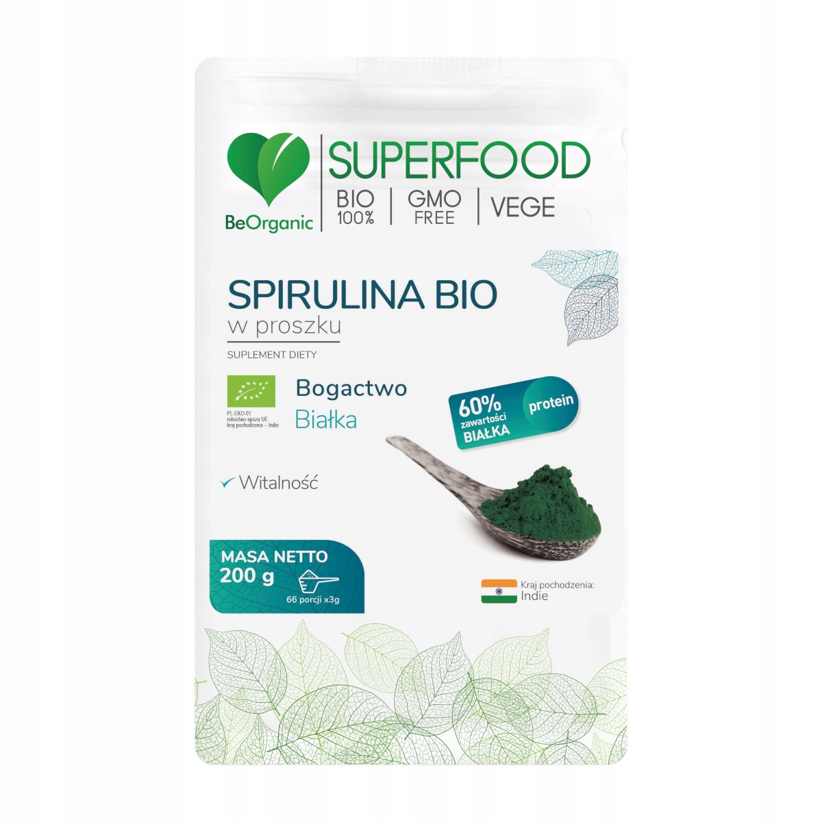 BeOrganic Spirulina BIO prášok 200g