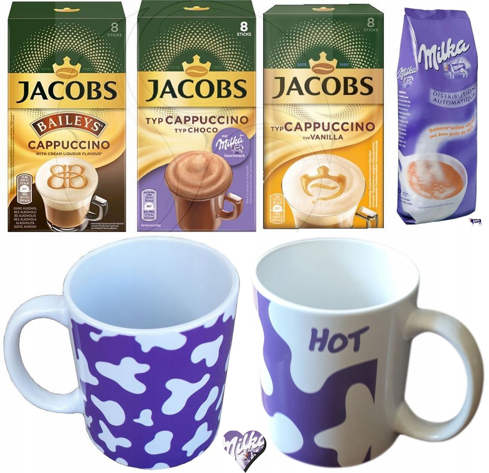 Cappuccino - Kapučíno - Cappuccino Milka Baileys Vanilla + Milka + 2 šálky