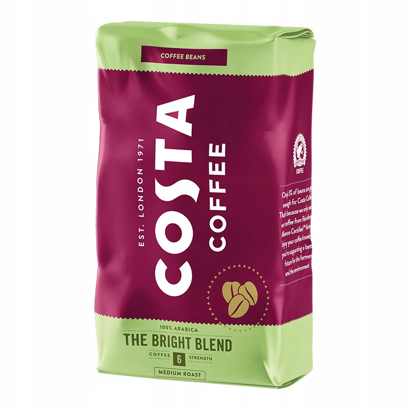 Zrnková káva - Costa Coffee Bright Blend Fazuľa 1KG