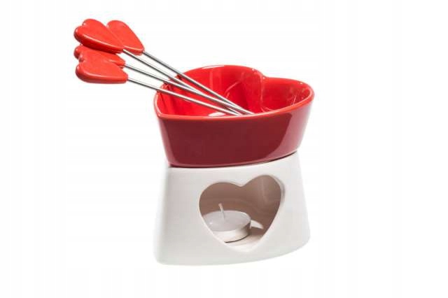 Červené porcelánové čokoládové fondue HIT HEART