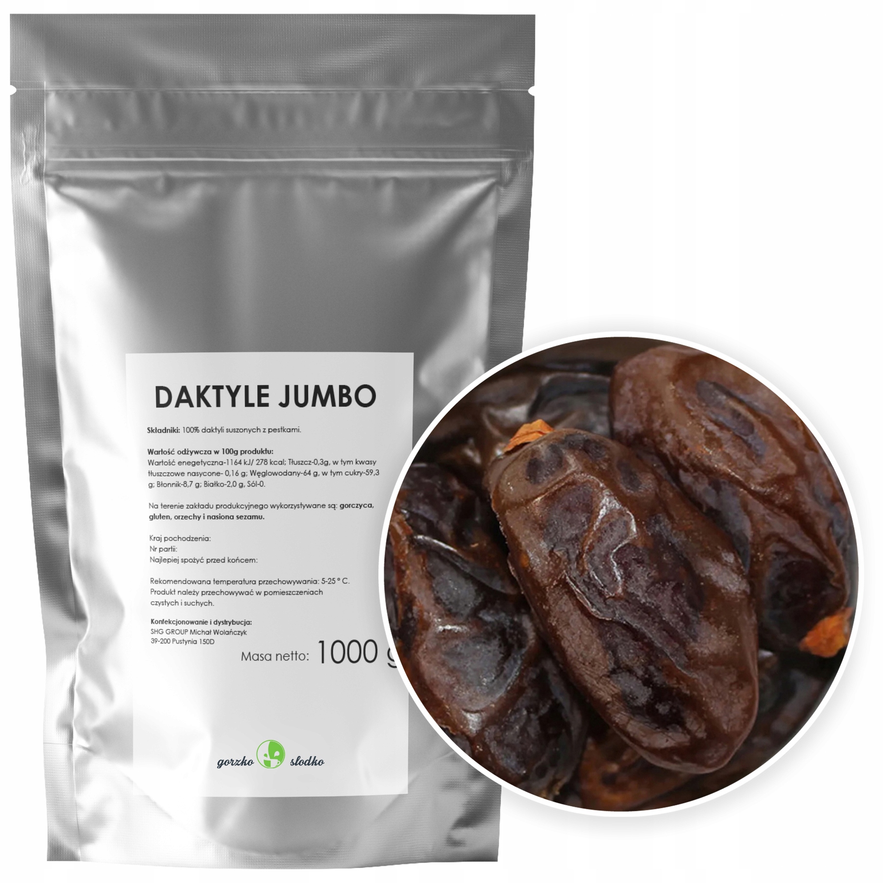 Sušené ovocie - Sušené Jumbo dátumy celé s semenami Medjool 1kg