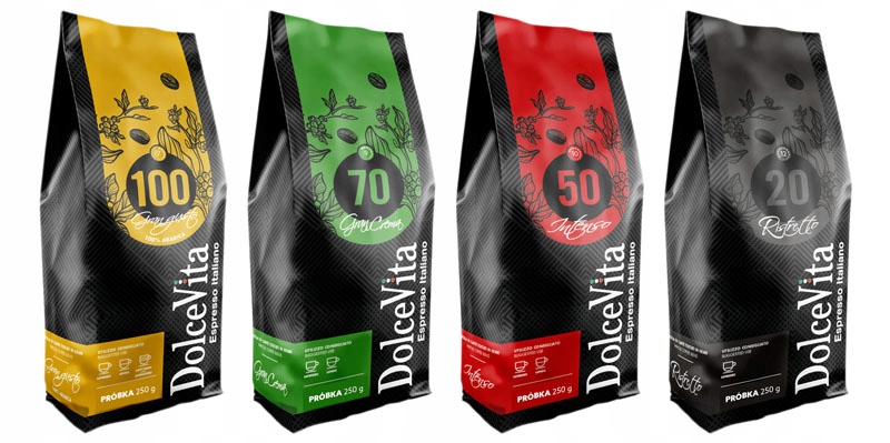 Zrnková káva - Dolcevita Talianska Káva Granulárna vzorka 4 x 250 g