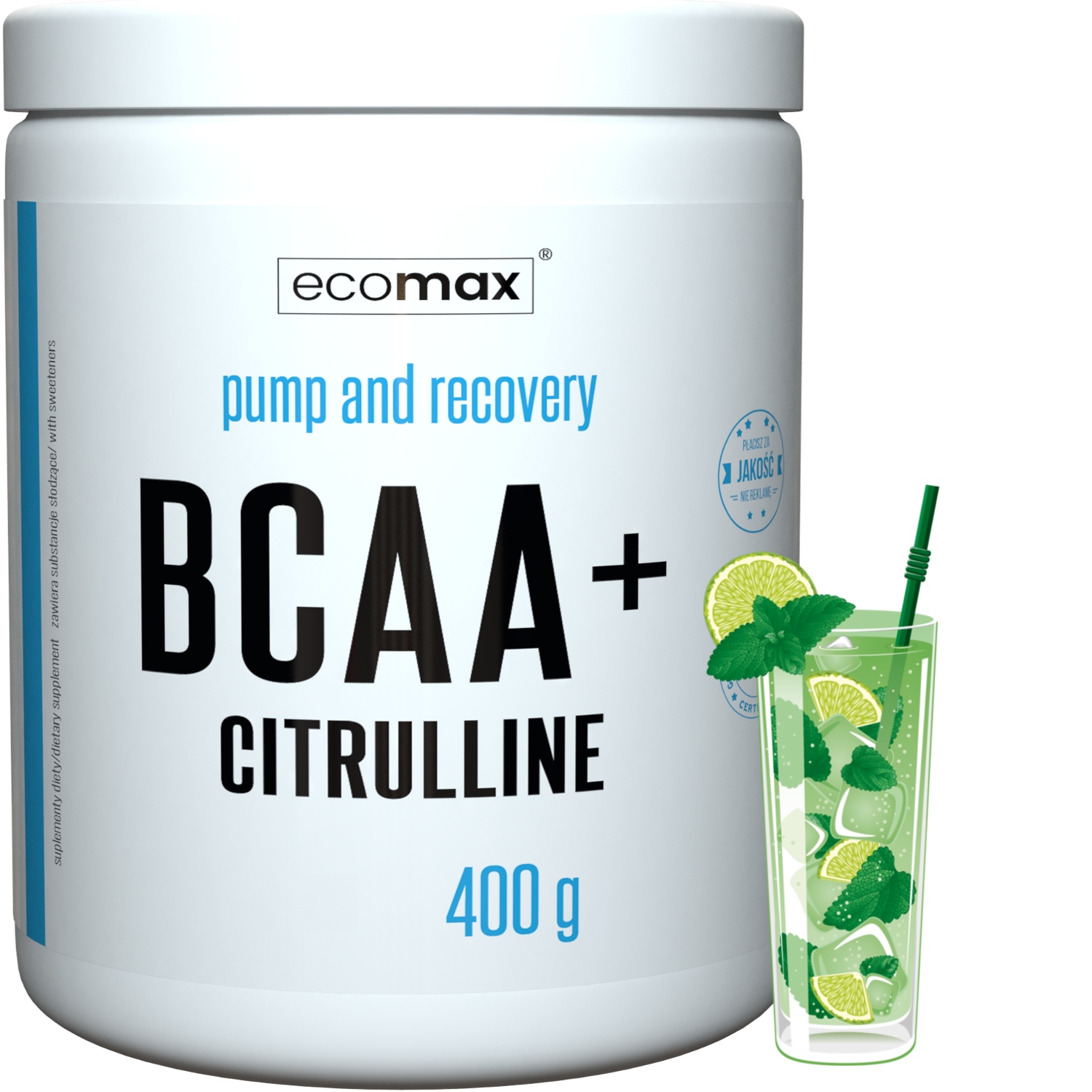 Aminokyseliny - ECOMAX BCAA CITRULLINE 400 g SILA ČIERNEHO ČERPADLA