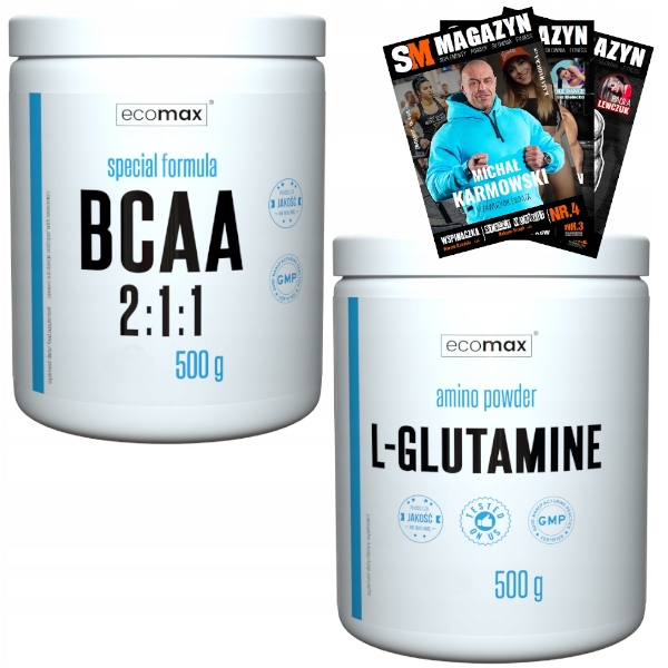 Aminokyseliny - ECOMAX BCAA GLUTAMÍNOVÁ REGENERÁCIA Aminokyselín 1000G
