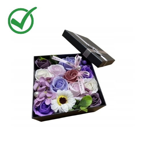 Darček na Valentína - Krabička na kvety, mydlová ruža Kvety 10 cm