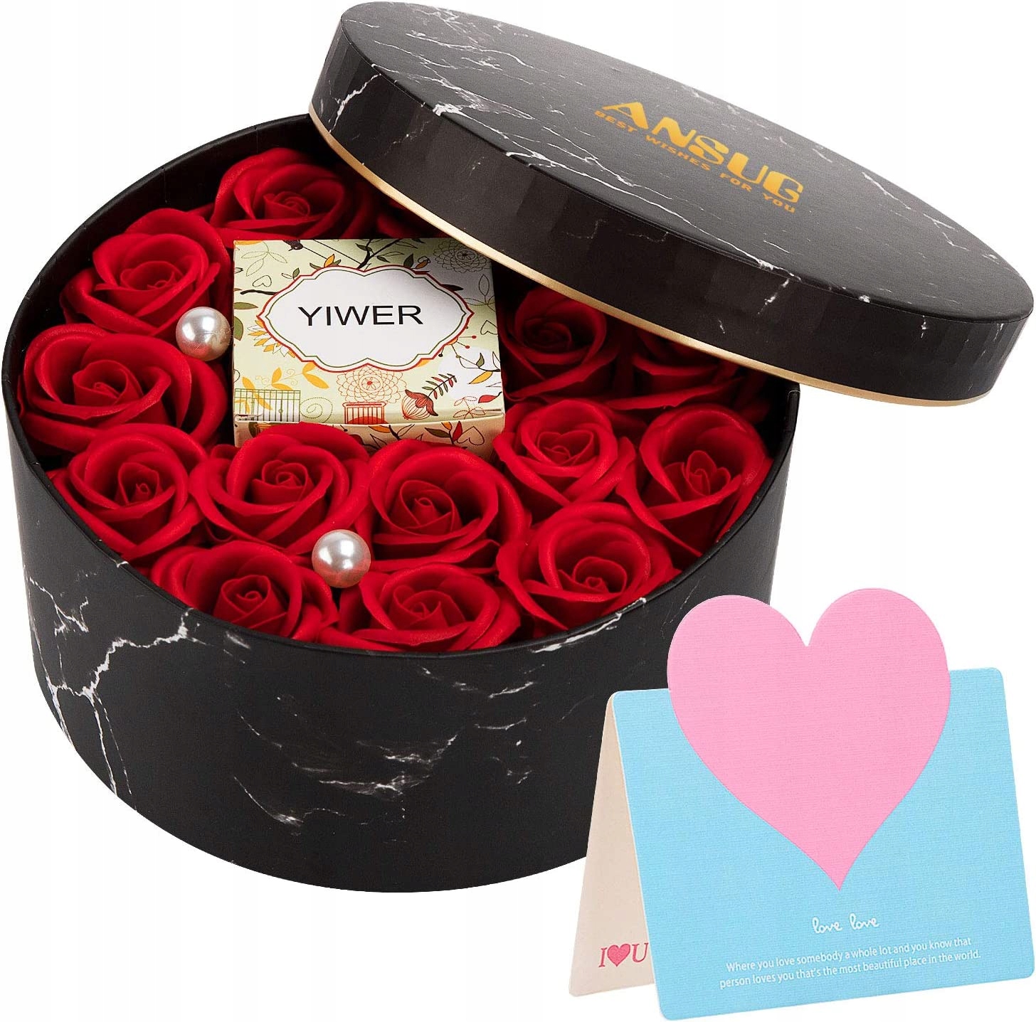 Darček na Valentína - Kvetinové box mydlo + vôňa sviečka veľká súprava 01
