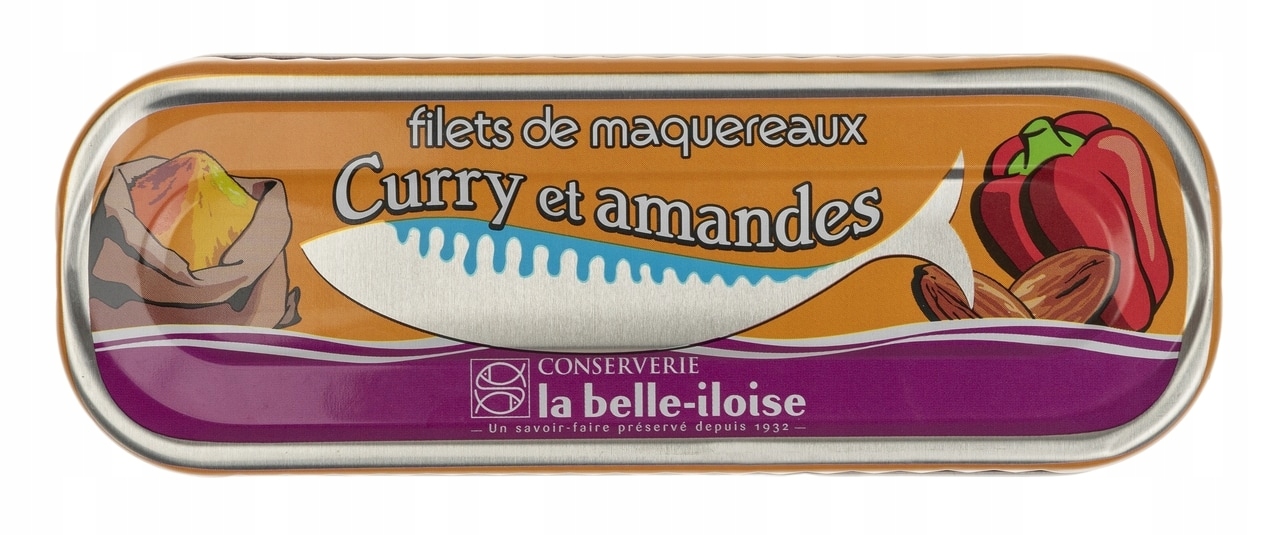 Makrelové filé v kari s mandľami 176g