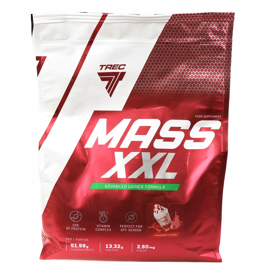 Gainer - Gainer Trec Mass XXL 3000g jahody 3kg pre hmotnosť