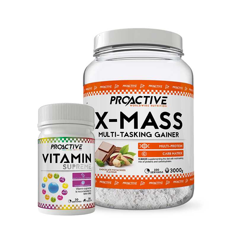 Gainer - Gainer ProActive X-MASS 3000g Nougatu Mega hmota