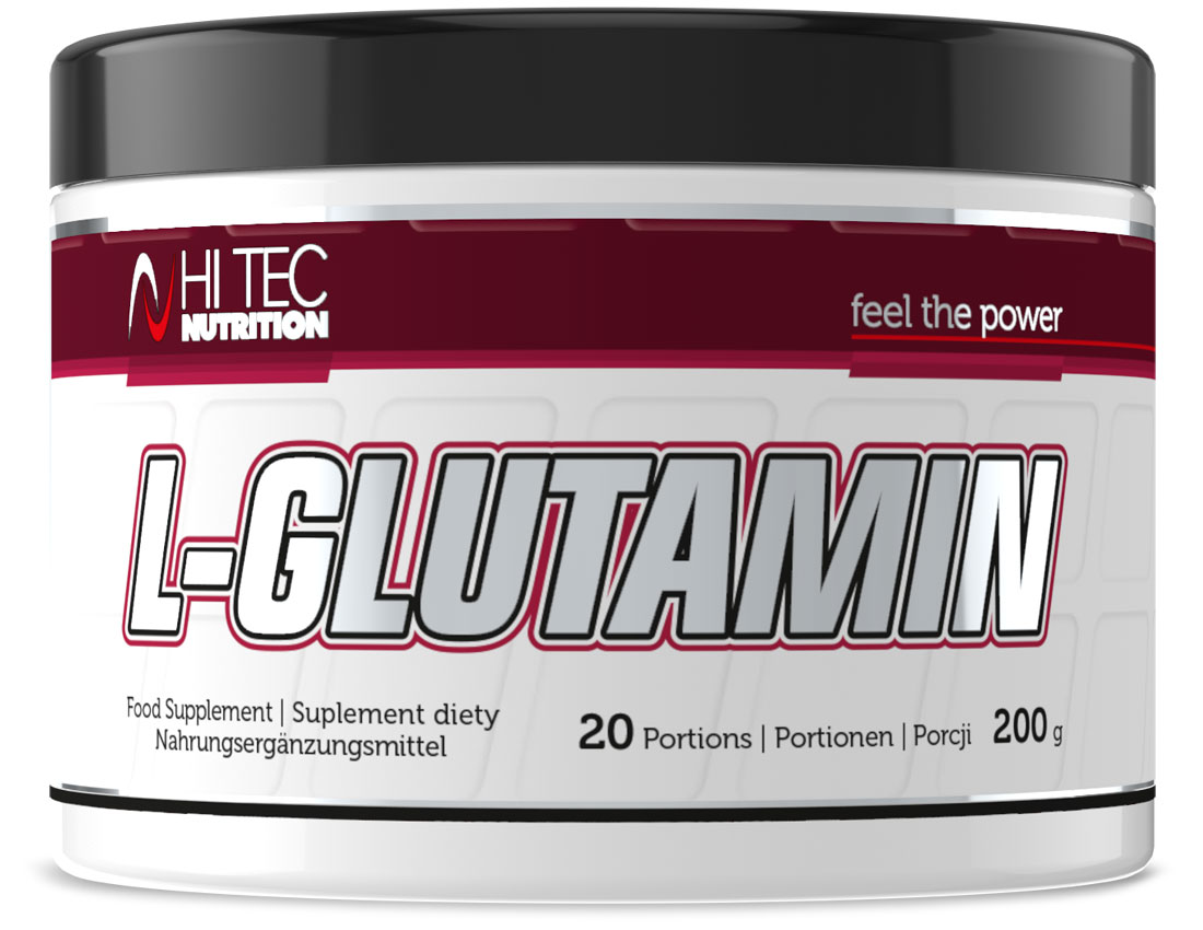 Aminokyseliny - Hi tec L-glutamín 200g glutamín aminokyseliny sochárstvo