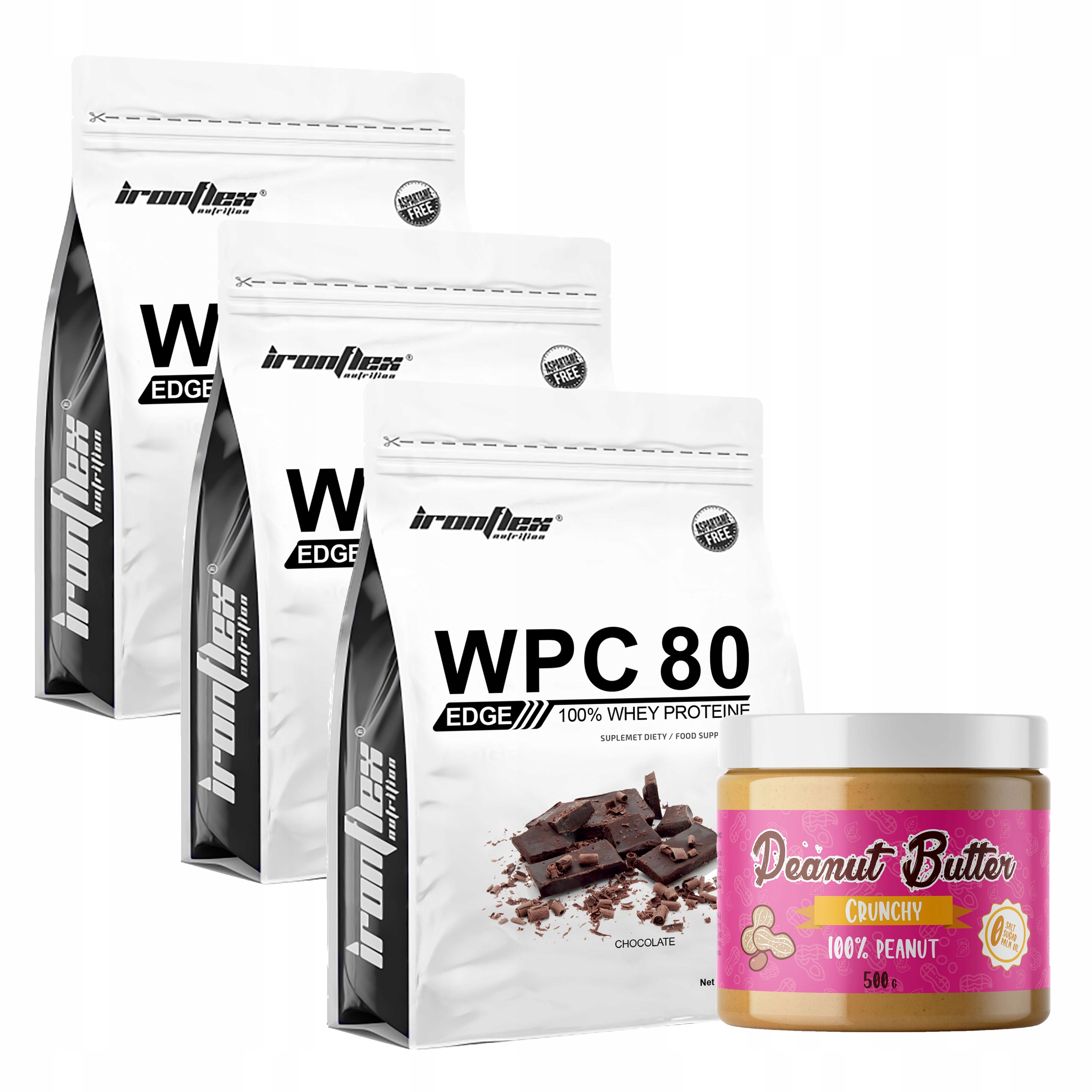 Proteín - IRONFLEX WPC EDGE 3x 900g PROTEÍN + arašidové maslo