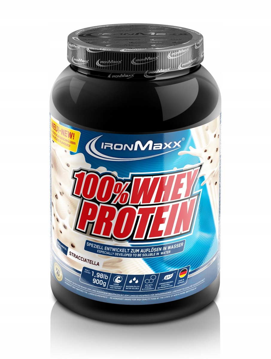 Proteín - Ironmaxx 100% srvátkový proteínový proteín 900 g Straciatela