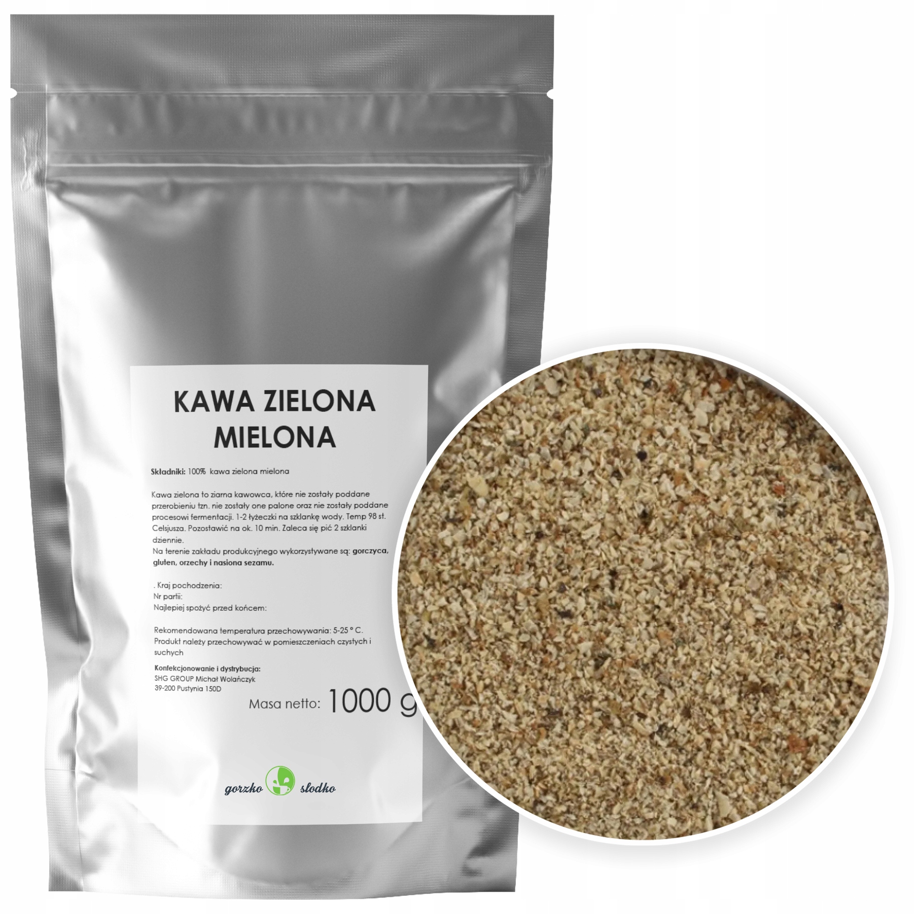 Zelená káva - Káva Zelená Brazílska mletá chudoba 1kg