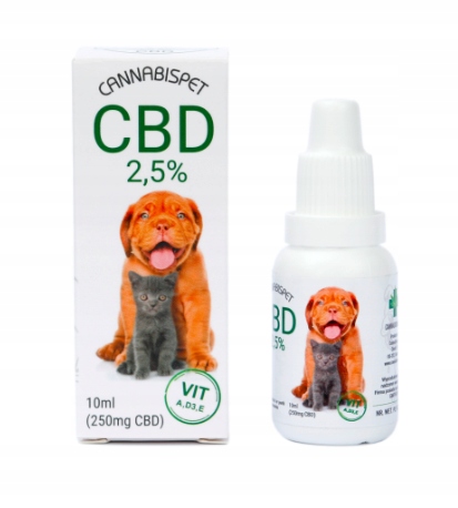 CBD - Konopný olej s CBD 2,5% 10 ml pre psy Cannabispet