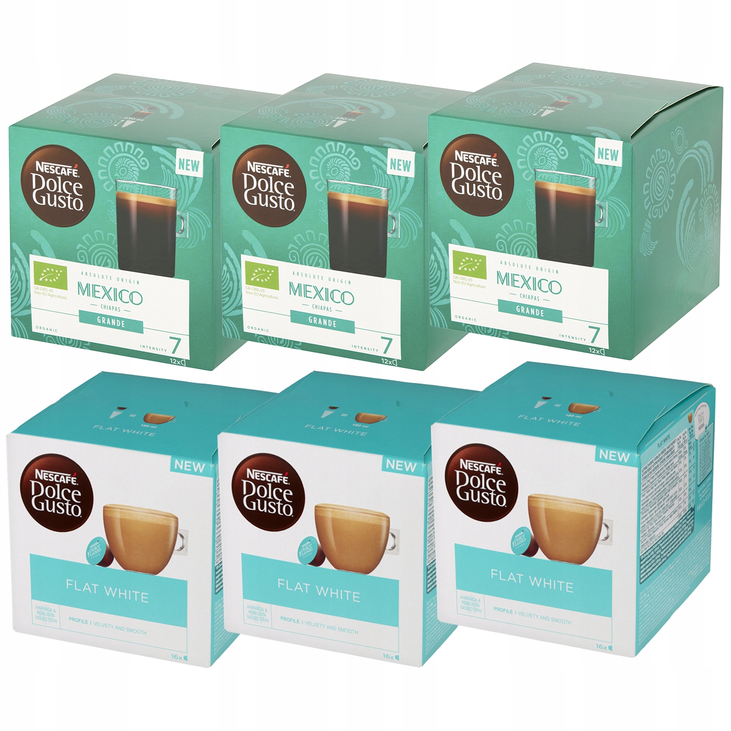 Kávové kapsule - Dolce Gusto Flat Biela kapsuly Káva Set 3 + 3
