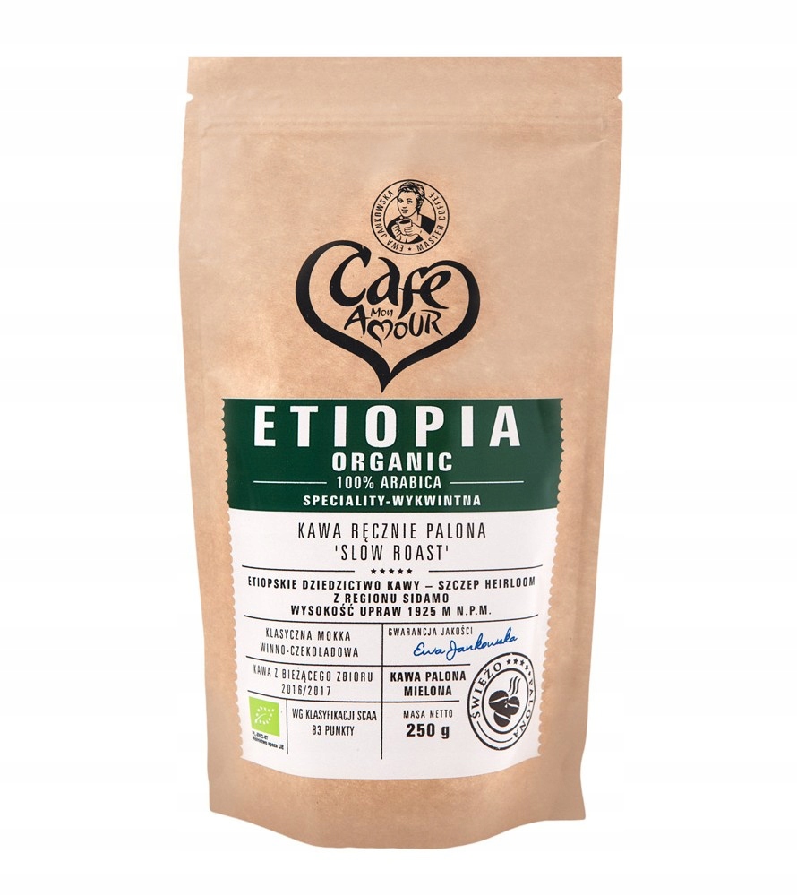 Káva mletá - Etiópia Sidamo Organická káva, mletá 250g