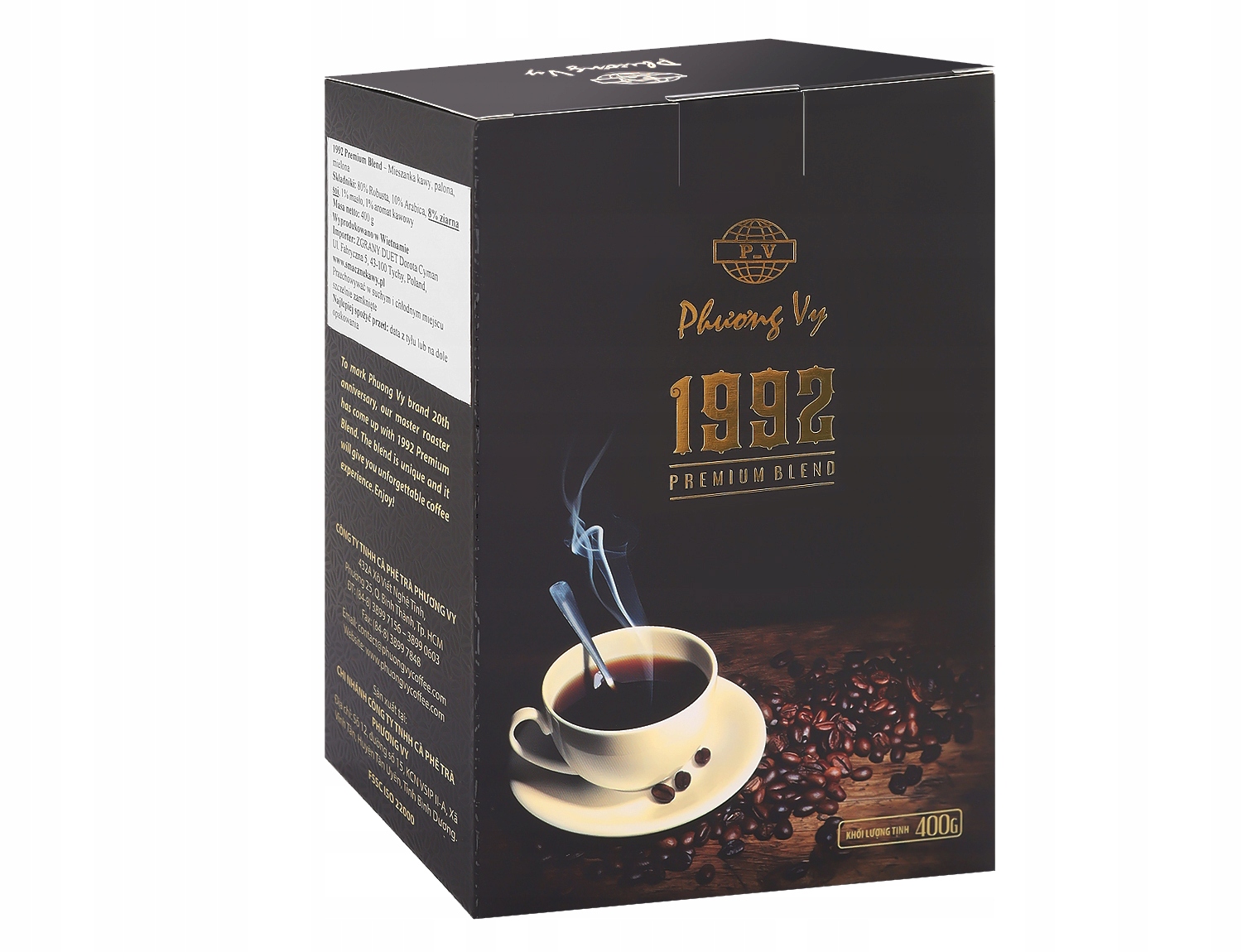 Káva mletá - Vietnamská Kraja 1992 Premium Blend Mielona 400g.