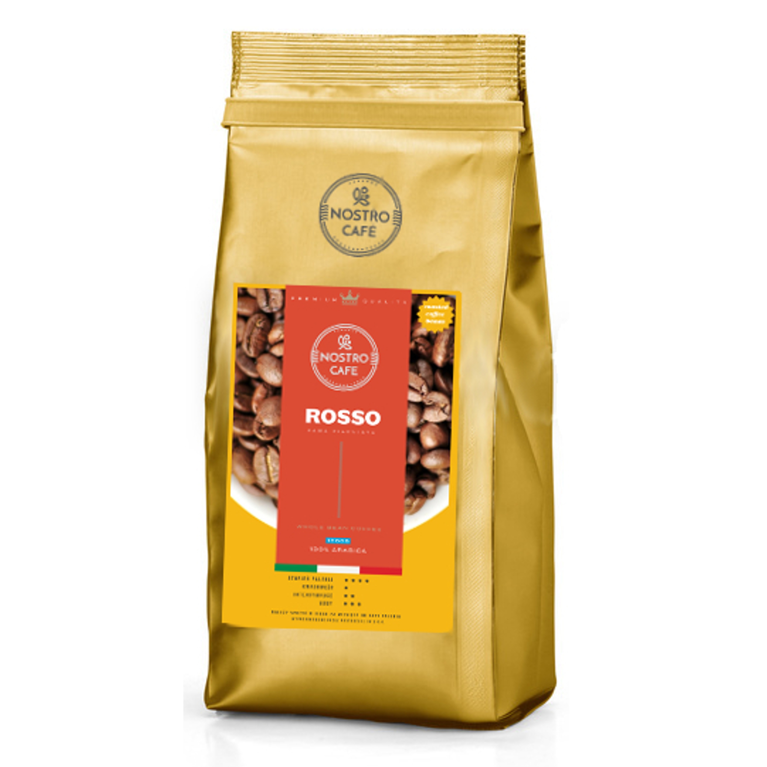 Zrnková káva - Kávové zrná ROSSO 1KG - Arabica - čerstvo pražená