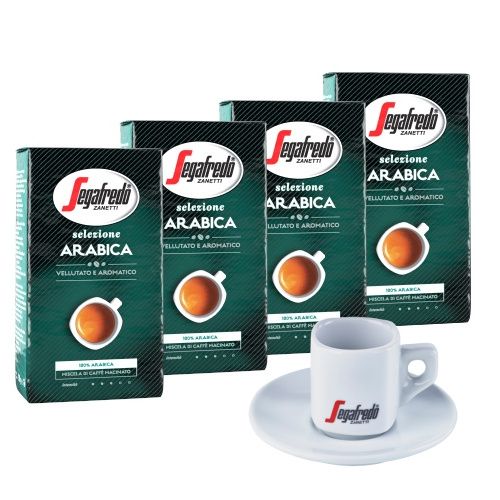 Káva mletá - Mletá káva Segafredo Arabica 4x250g + šálka